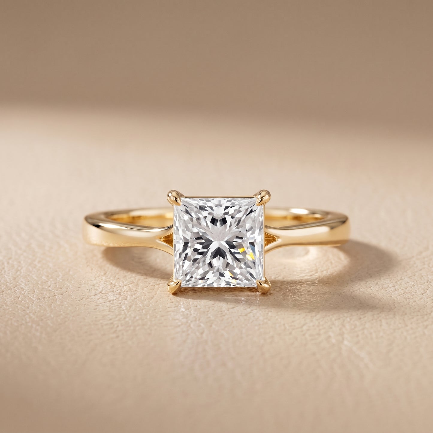 Anais Trellis Solitaire Princess Diamond Engagement Ring in Yellow Gold - front.jpg