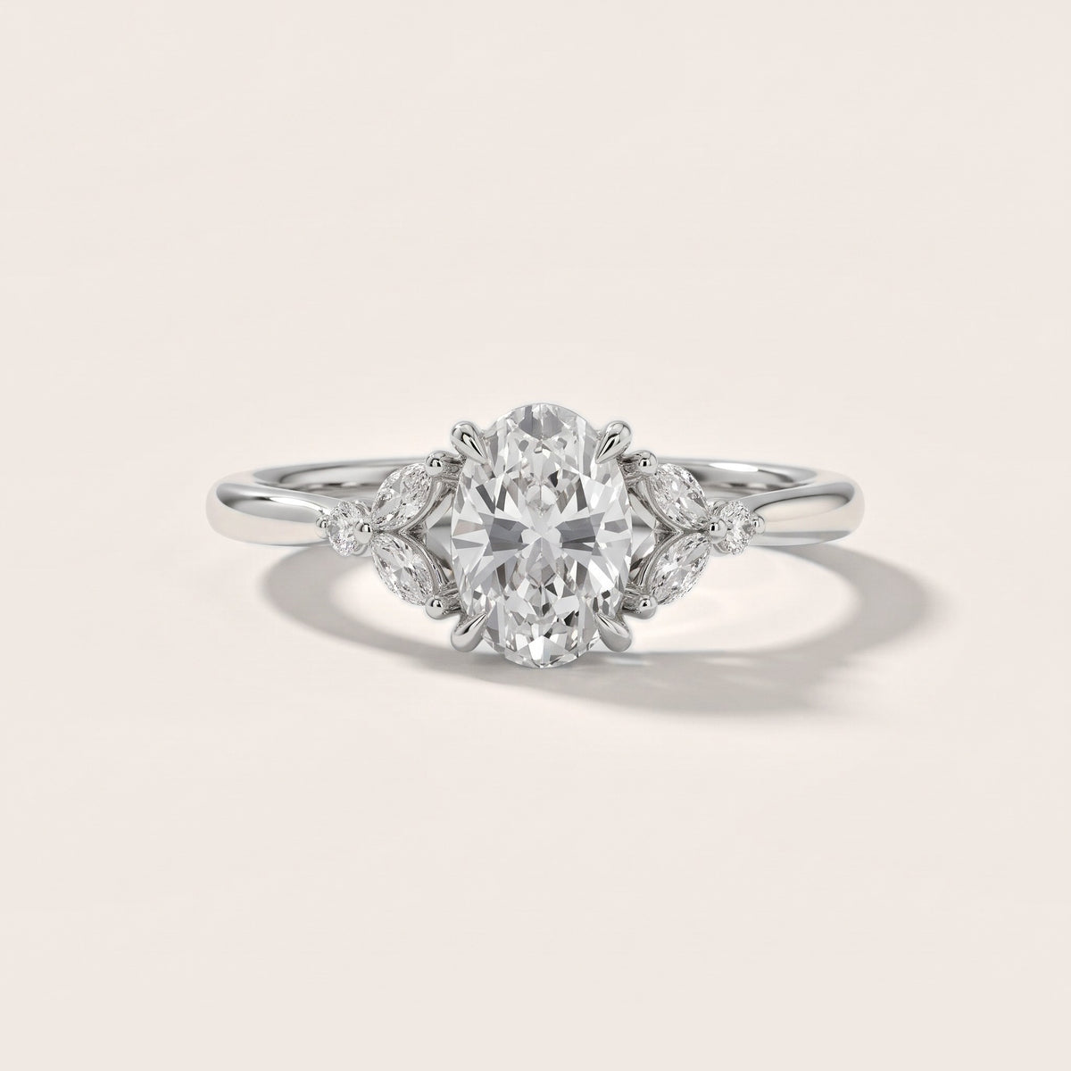 Rilla Floral Cluster Oval Diamond Engagement Ring in Platinum - front.jpg