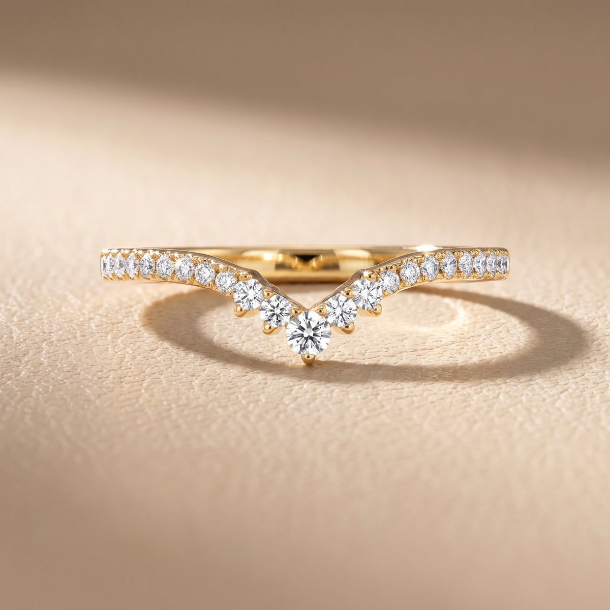 Colette Curved Riviera Round Diamond Wedding Band in Yellow Gold - front.jpg