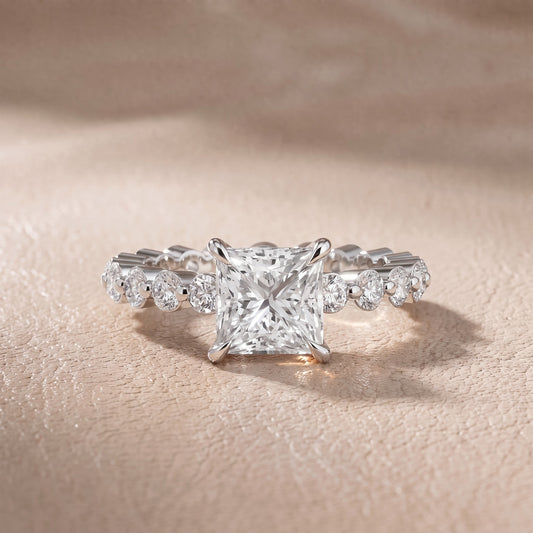 Piper Sidestone Princess Diamond Engagement Ring in White Gold - front.jpg