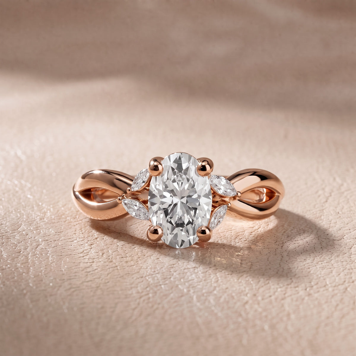 Luna Glow Twisted Oval Diamond Engagement Ring in Rose Gold - front.jpg
