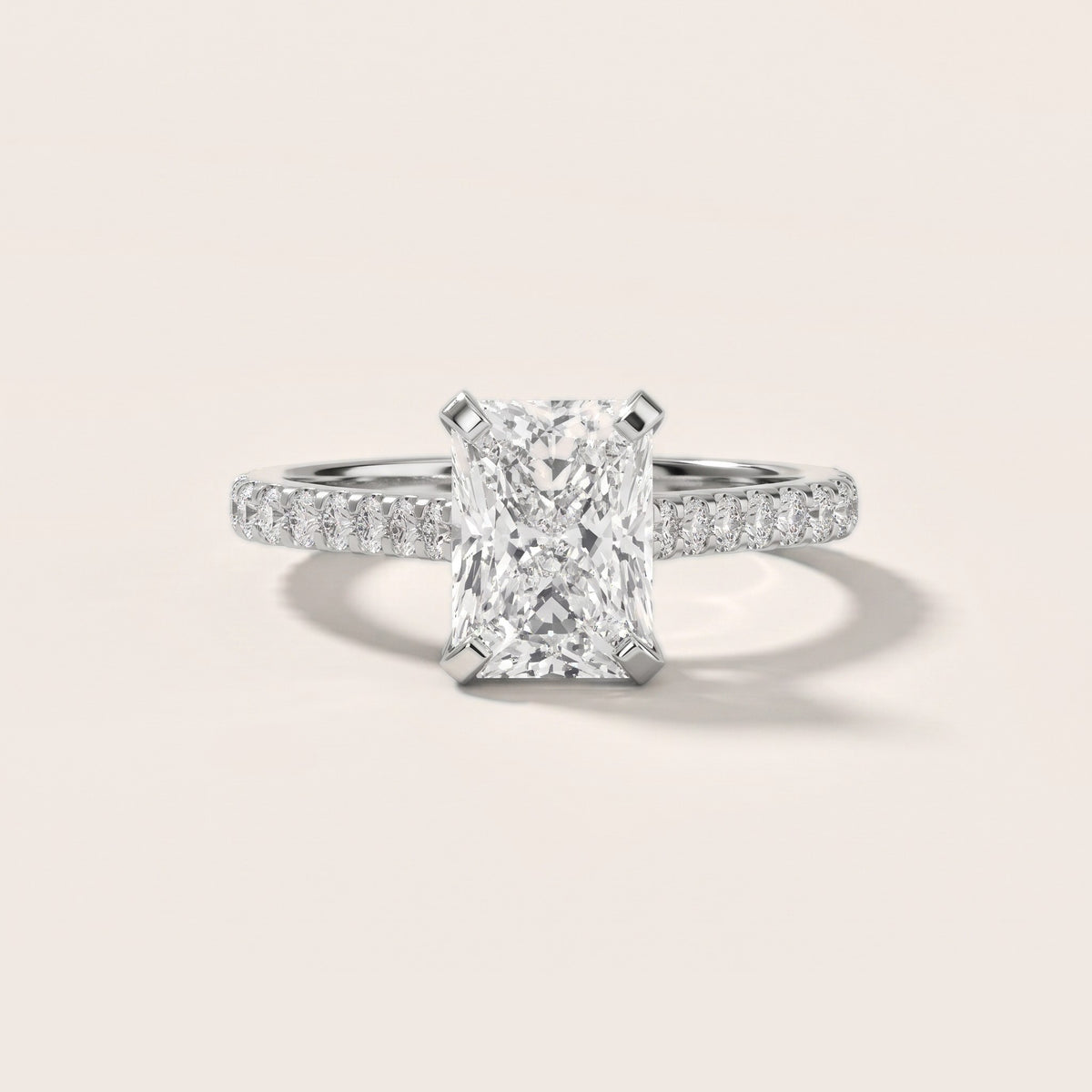 Elsa Cathedral Pavé Radiant Diamond Engagement Ring in Silver - front.jpg