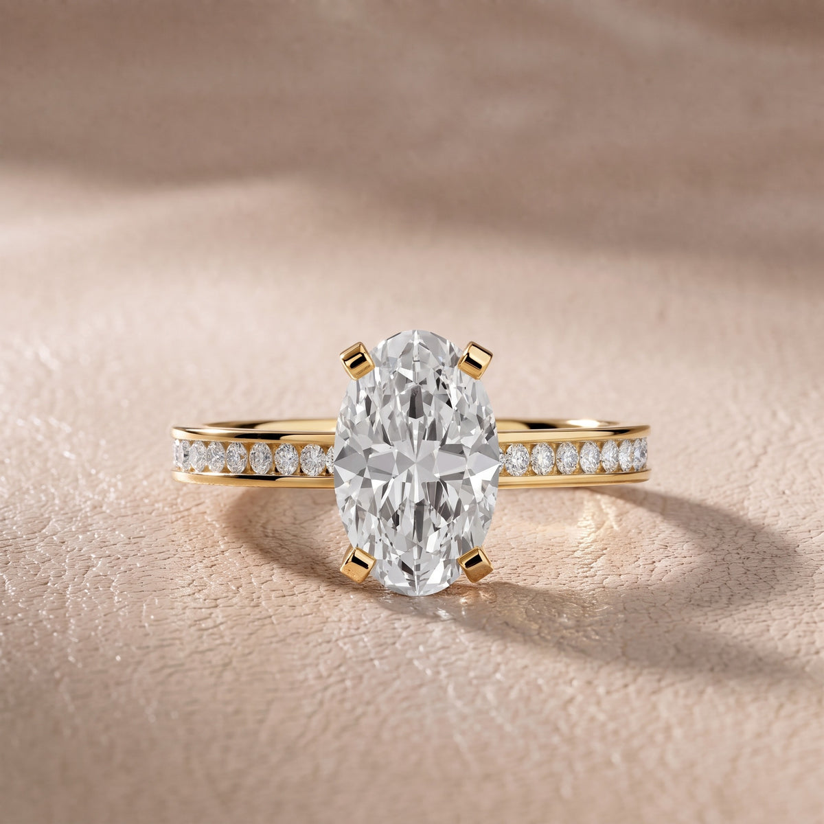 Tessa Solitaire Channel Set Oval Diamond Engagement Ring in Yellow Gold - front.jpg