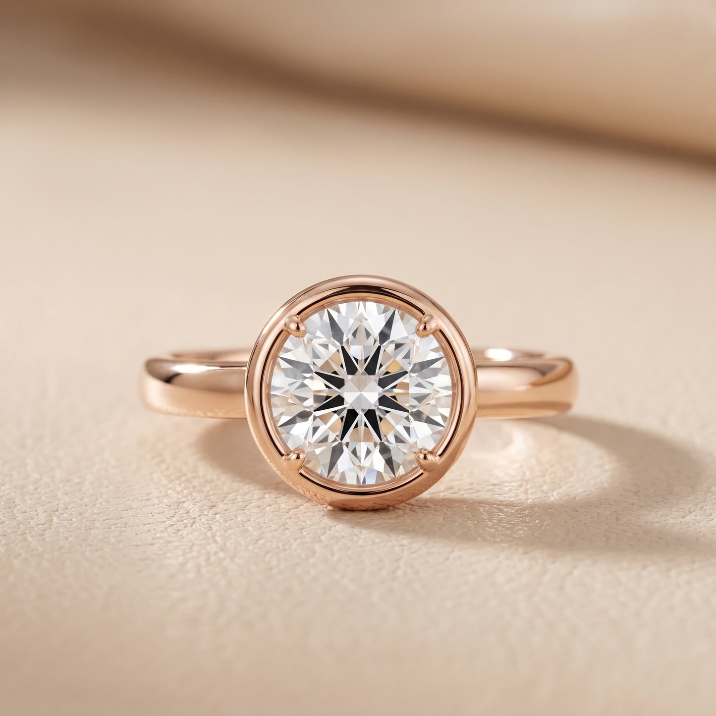 Alina Bezel Solitaire Round Diamond Ring in Rose Gold - front.jpg