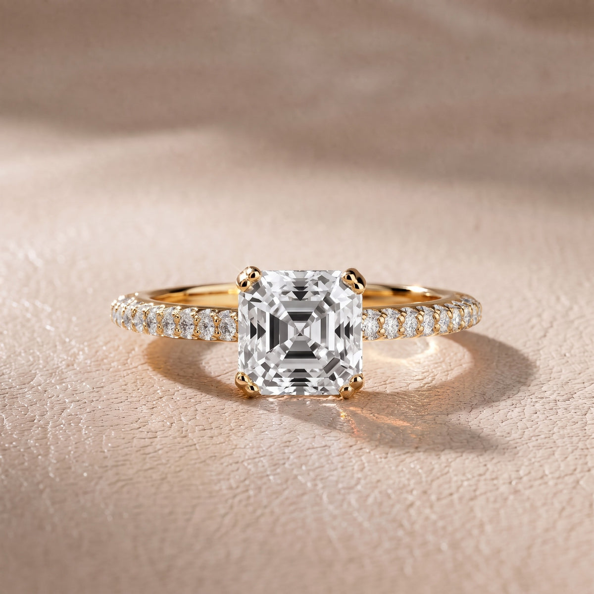 Celeste Hidden Halo Pavé Asscher Diamond Engagement Ring in Yellow Gold - front.jpg
