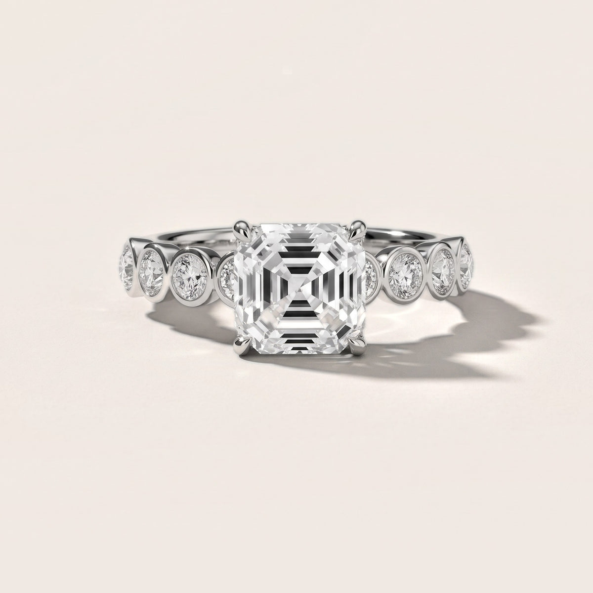 Edie Beaded Bezel Asscher Diamond Engagement Ring in Platinum - front.jpg