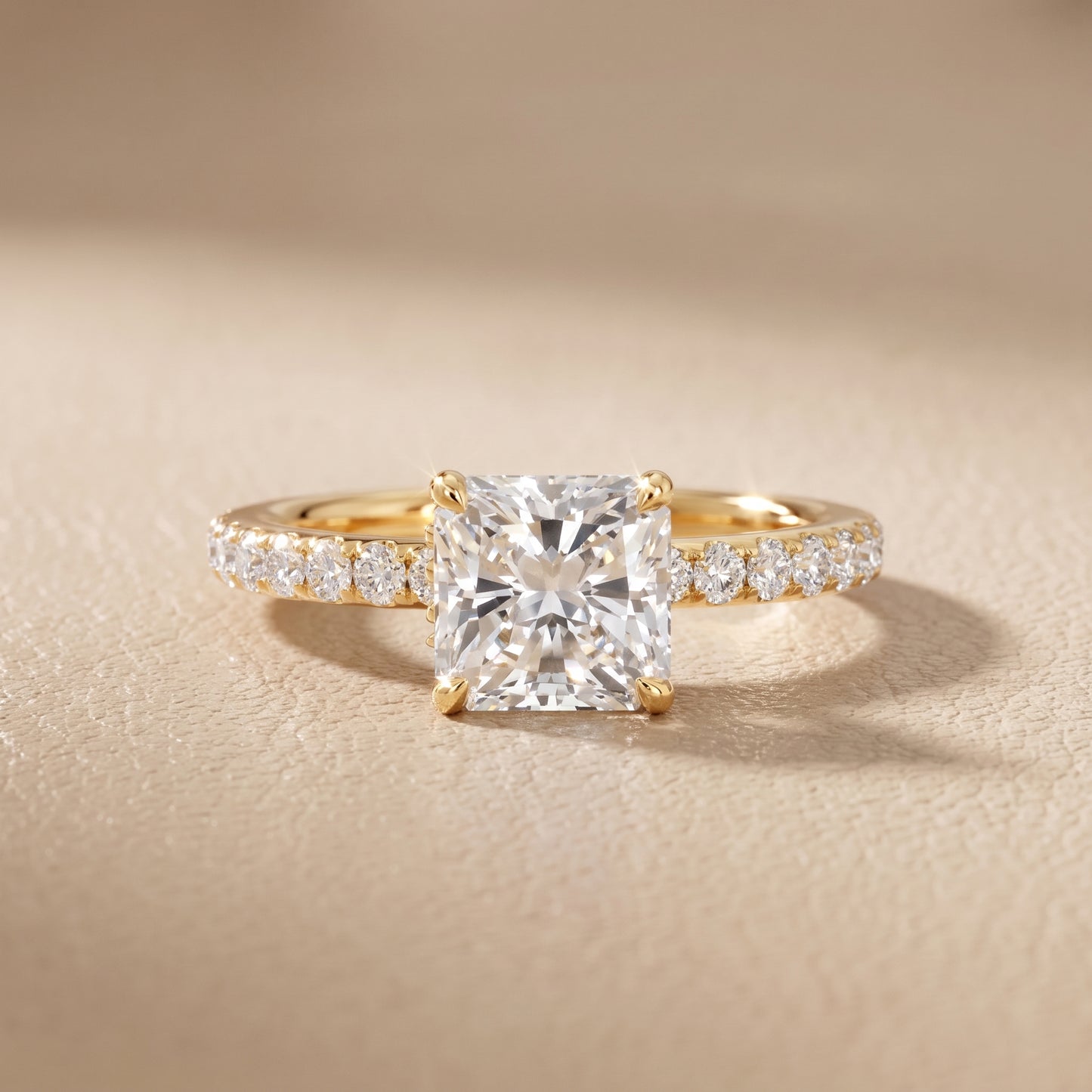 Thea Hidden Halo Pavé Radiant Diamond Engagement Ring in Yellow Gold - front.jpg