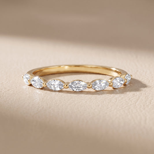 Corina Shared Prong Marquise Diamond Half Eternity Band in Yellow Gold - front.jpg