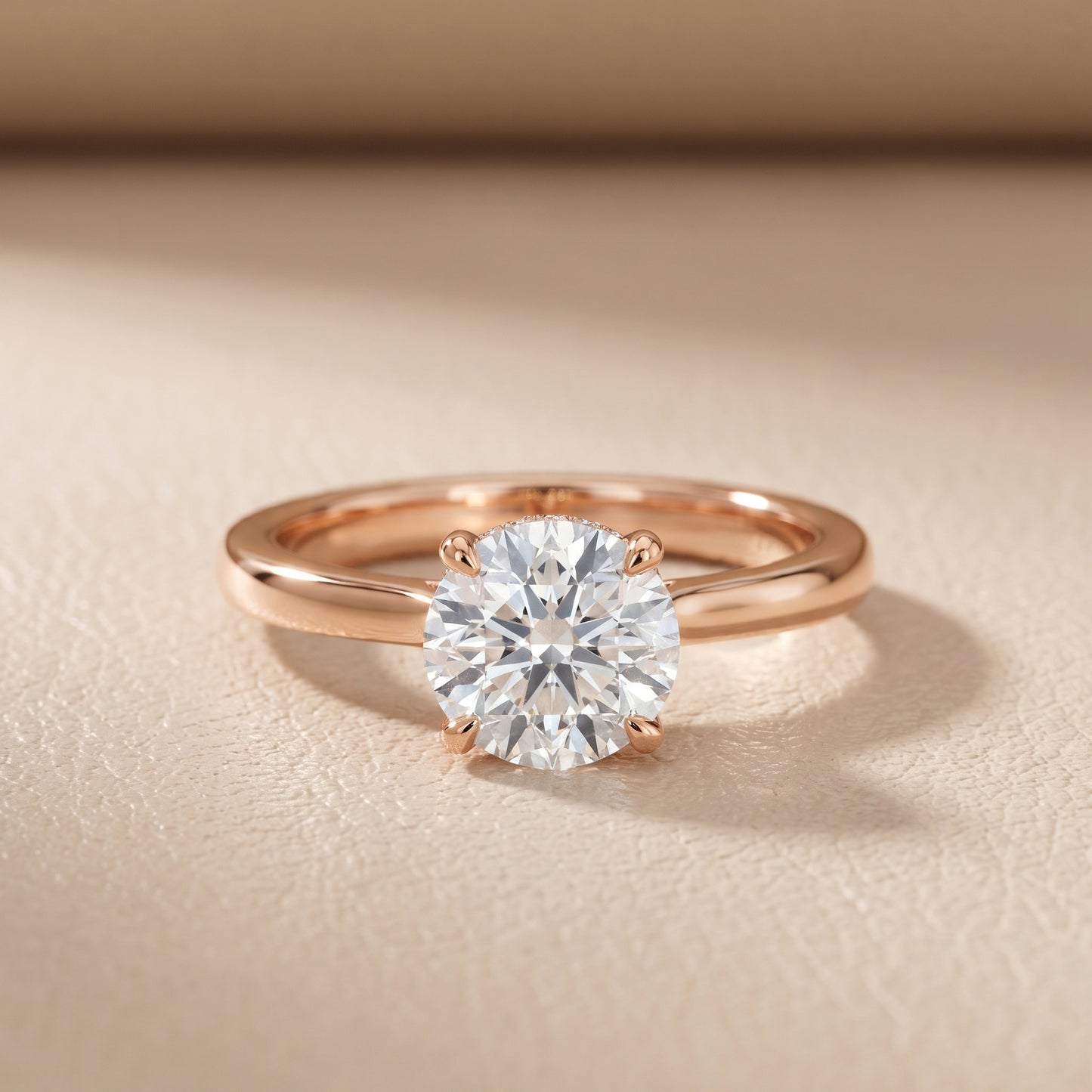 Mena Hidden Halo Round Diamond Engagement Ring in Rose Gold - front.jpg