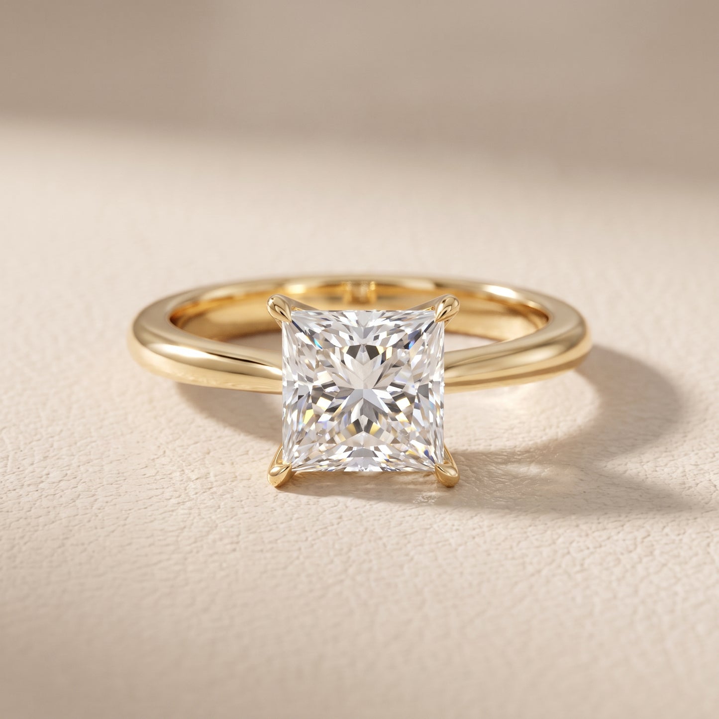 Evie Solitaire Six-Prong Princess Diamond Engagement Ring in Yellow Gold - front.jpg