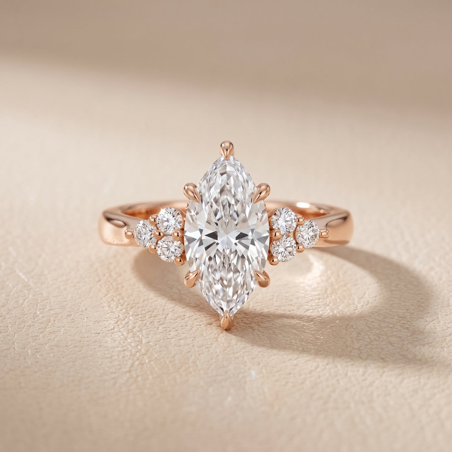 Anya Sidestone Cluster Marquise Diamond Ring in Rose Gold - front.jpg