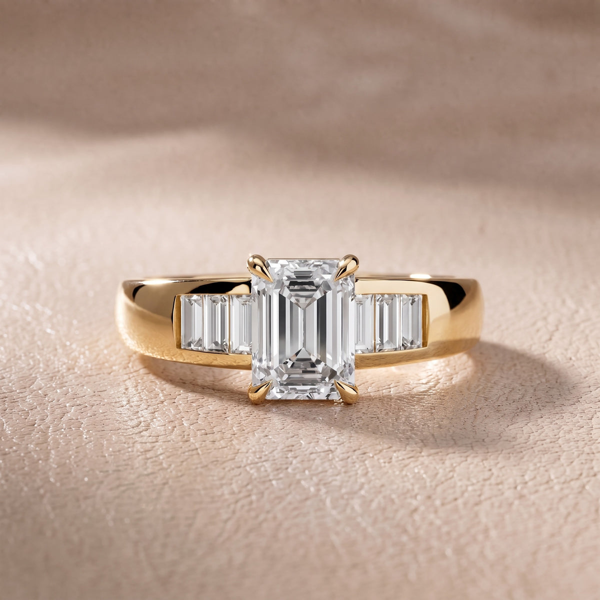 Elsie Channel Set Emerald Diamond Engagement Ring in Yellow Gold - front.jpg