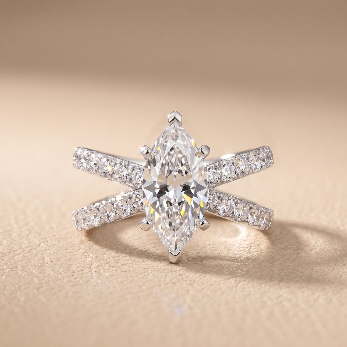 Lior Criss Cross Pavé Marquise Diamond Engagement Ring in Silver - front.jpg