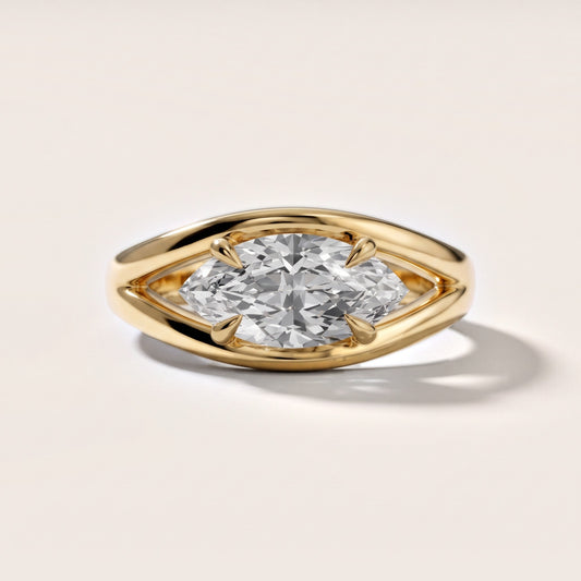 Madeleine Split Shank Marquise Diamond Engagement Ring in Yellow Gold