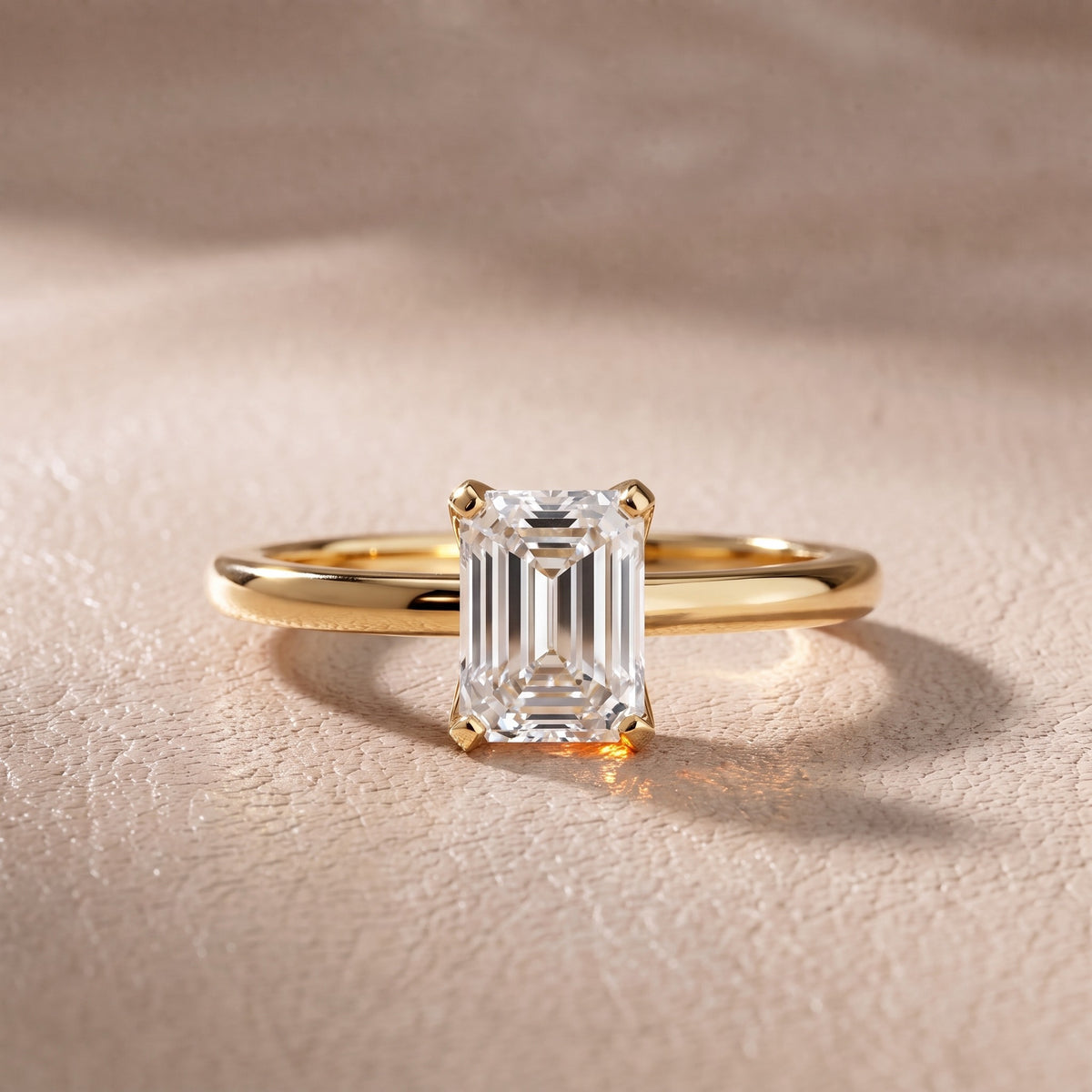 Flora Guardian Solitaire Emerald Diamond Engagement Ring in Yellow Gold - front.jpg
