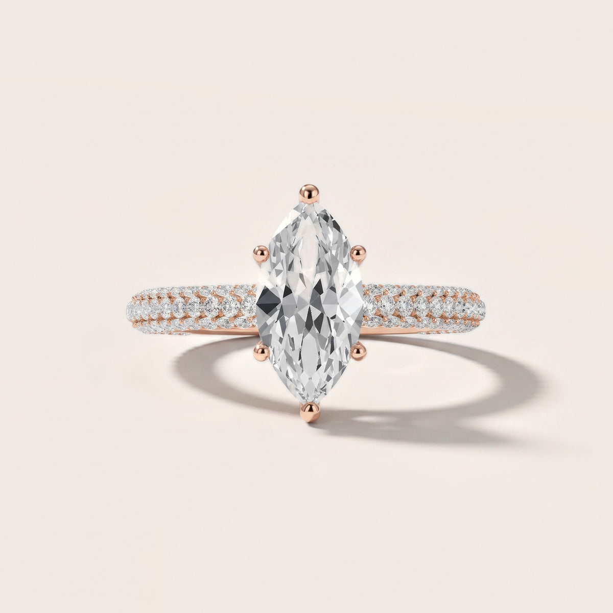 Thalia Micropavé Marquise Diamond Engagement Ring in Rose Gold - front.jpg