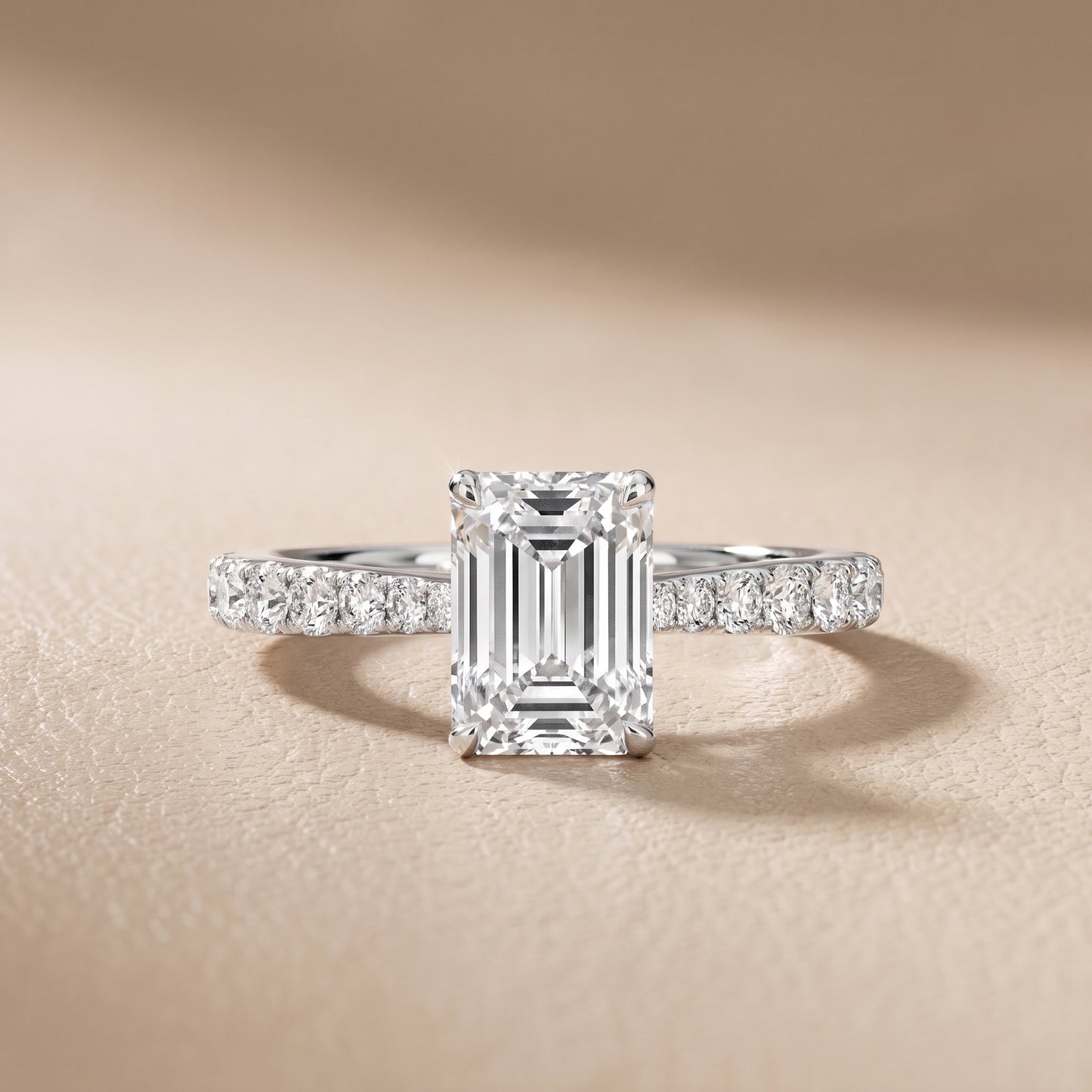 Gia Hidden Halo Pavé Emerald Diamond Ring in Silver - front.jpg