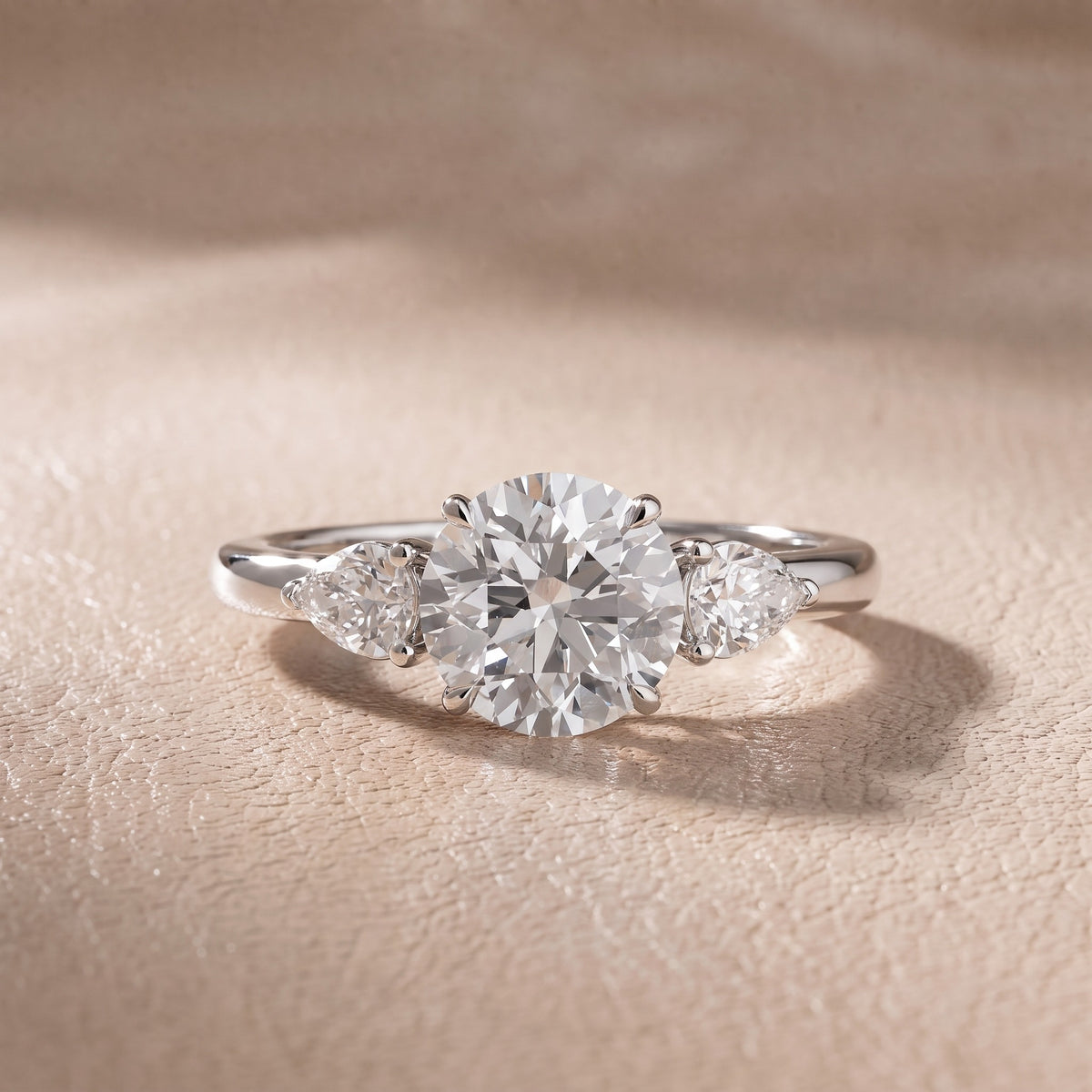 Stella Three-Stone Round Diamond Engagement Ring in Silver - front.jpg