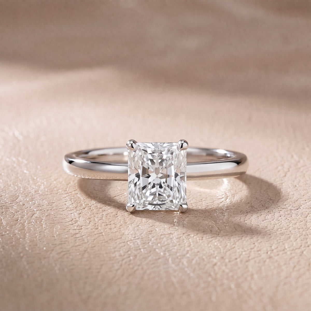 Charlotte Charm Solitaire Radiant Diamond Engagement Ring in White Gold - front.jpg