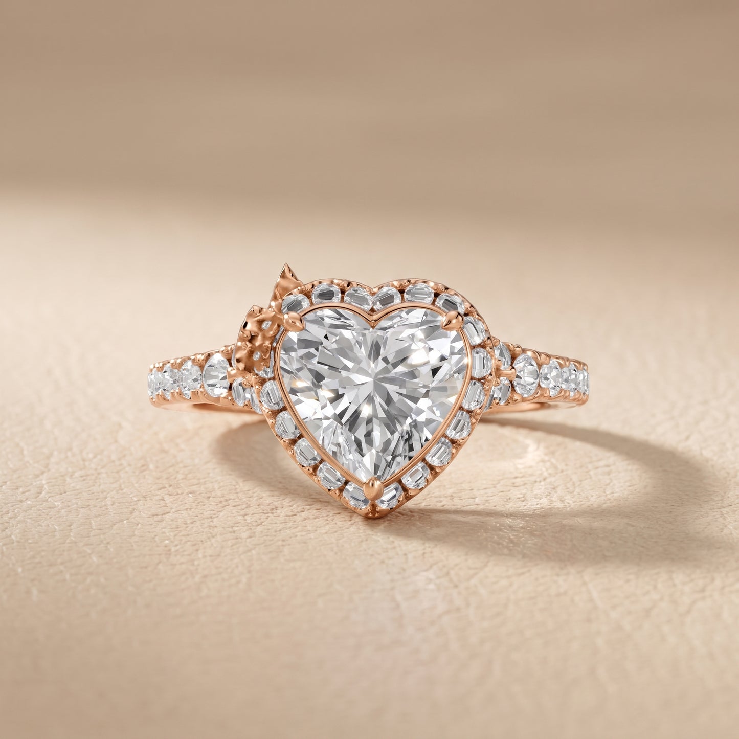 Bella Halo Pavé Heart Diamond Engagement Ring in Rose Gold - front.jpg