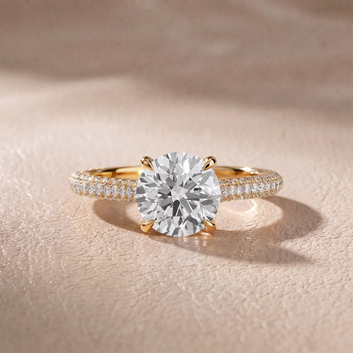 Elisa Hidden Halo Pavé Round Diamond Engagement Ring in Yellow Gold - front.jpg