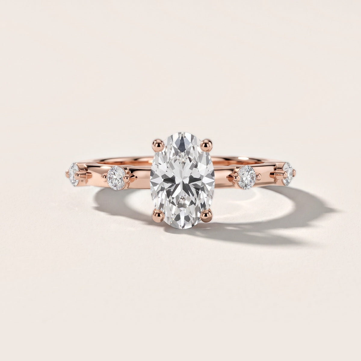 Elena Radiance Oval Diamond Engagement Ring in Rose Gold
