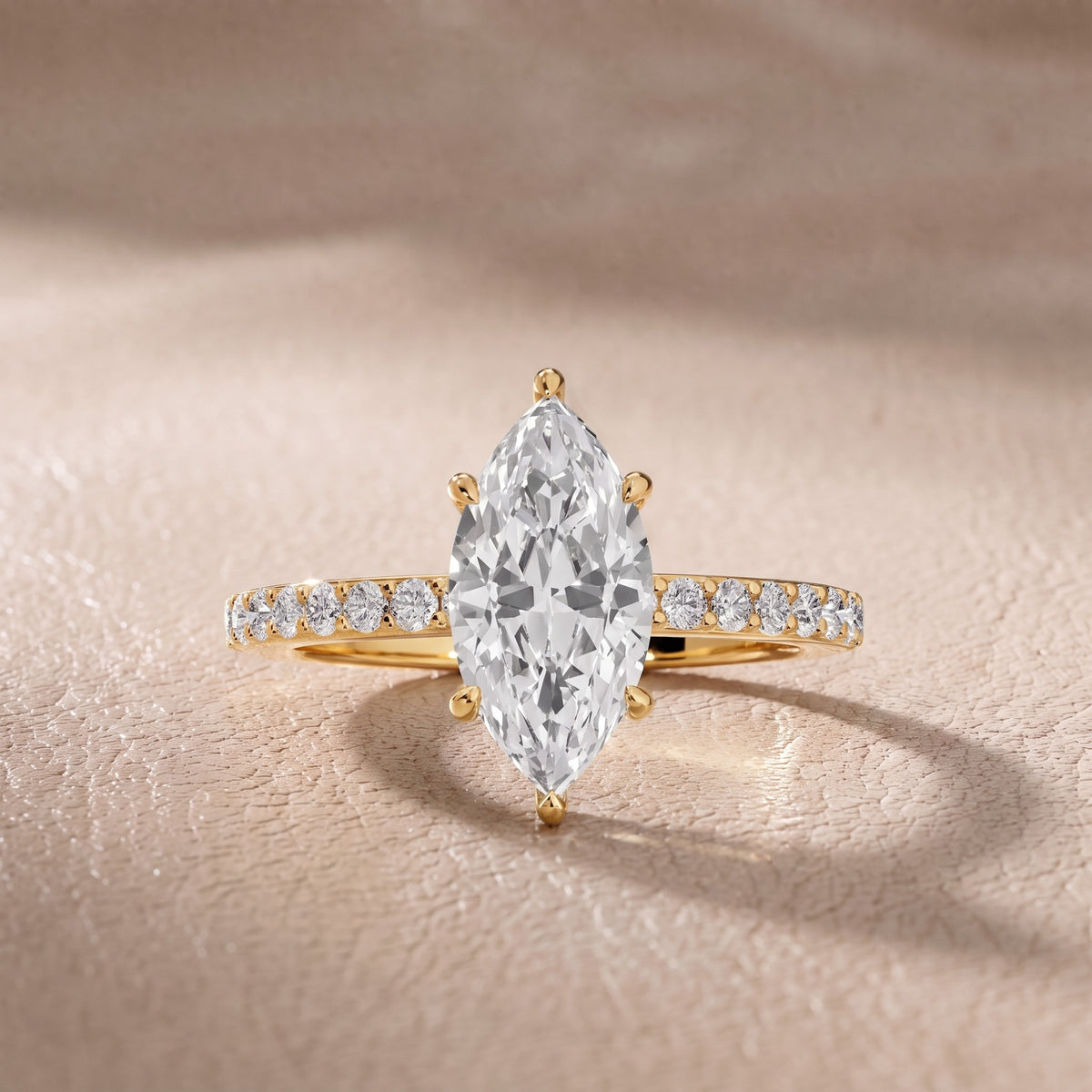 Annabel Pavé Solitaire Marquise Diamond Engagement Ring in Yellow Gold - front.jpg