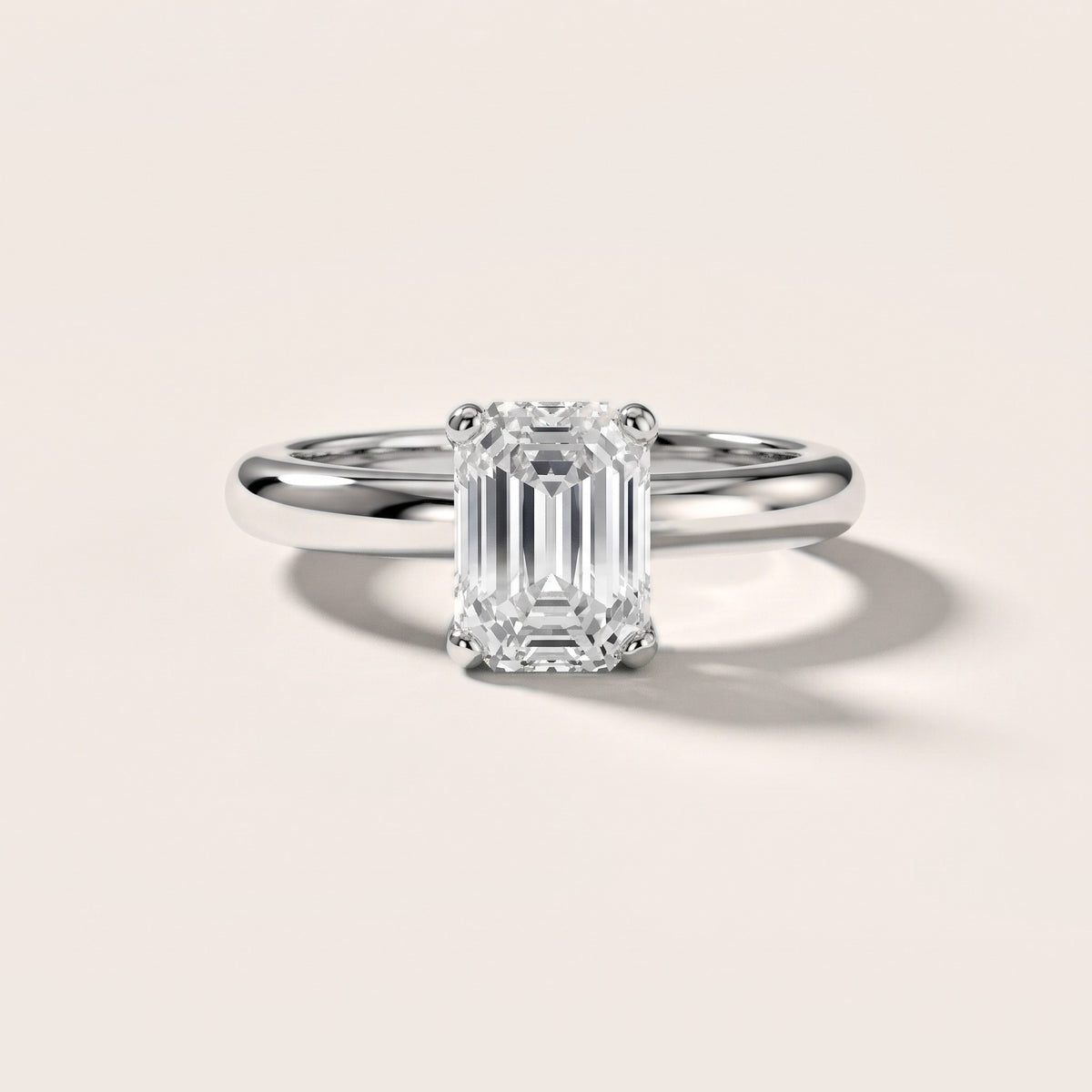 Clementine Solitaire Emerald Diamond Engagement Ring in Silver - front.jpg