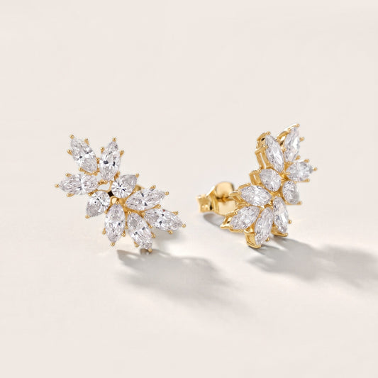 Willow Spray Marquise & Pear Diamond Climber Earrings in Yellow Gold [studio-20261024]