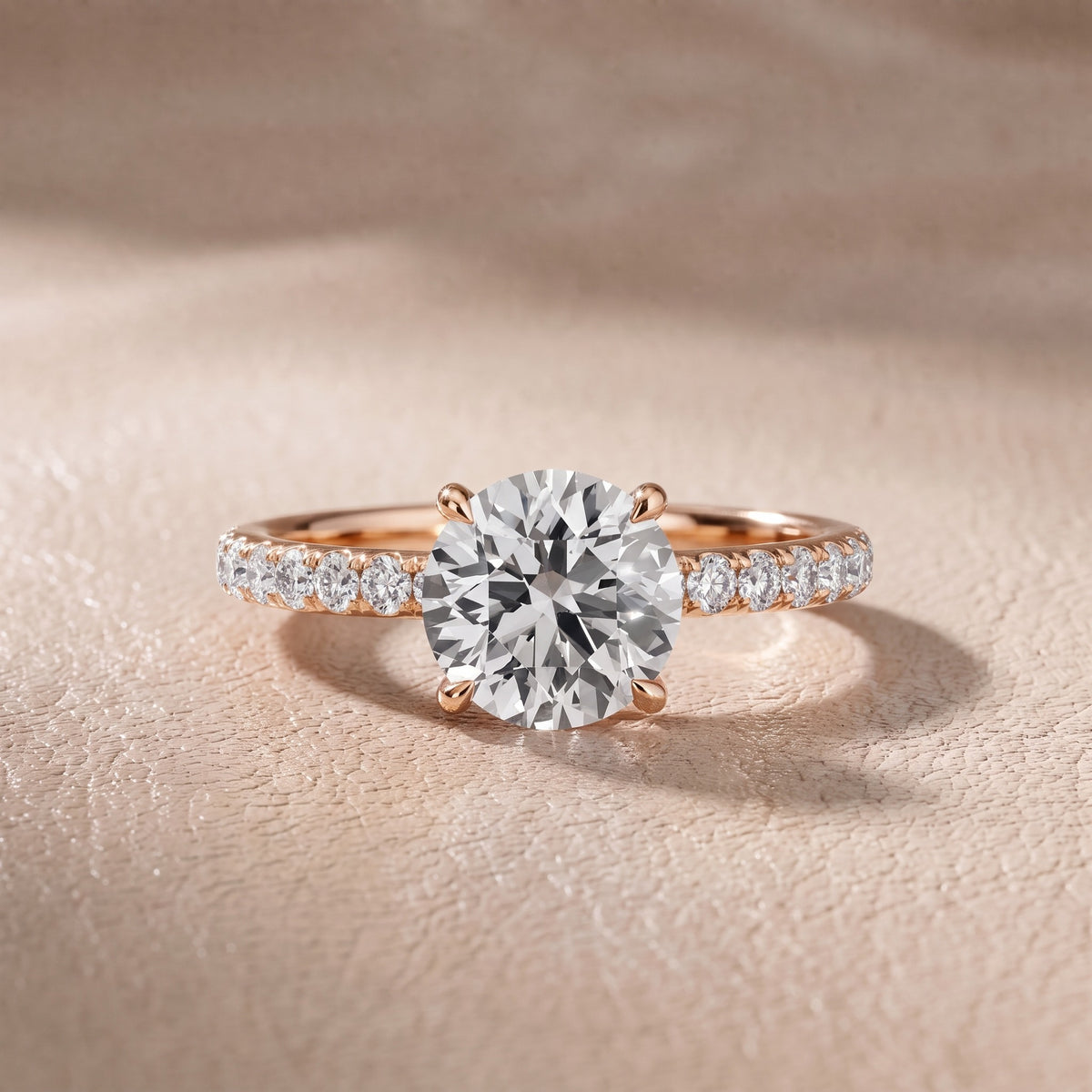 Thea Hidden Halo Pavé Round Diamond Engagement Ring in Rose Gold - front.jpg