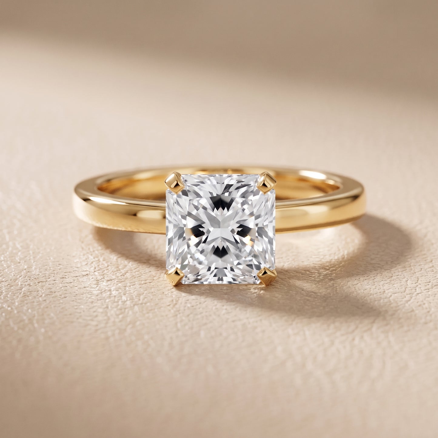 Liana Solitaire Claw Prong Radiant Diamond Engagement Ring in Yellow Gold - front.jpg