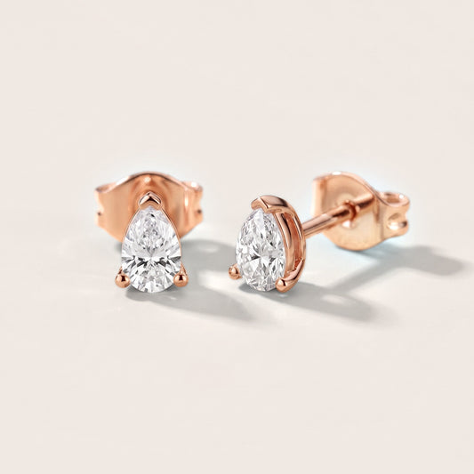 Grace Three-Prong Pear Diamond Earrings in Rose Gold [studio-20261024]
