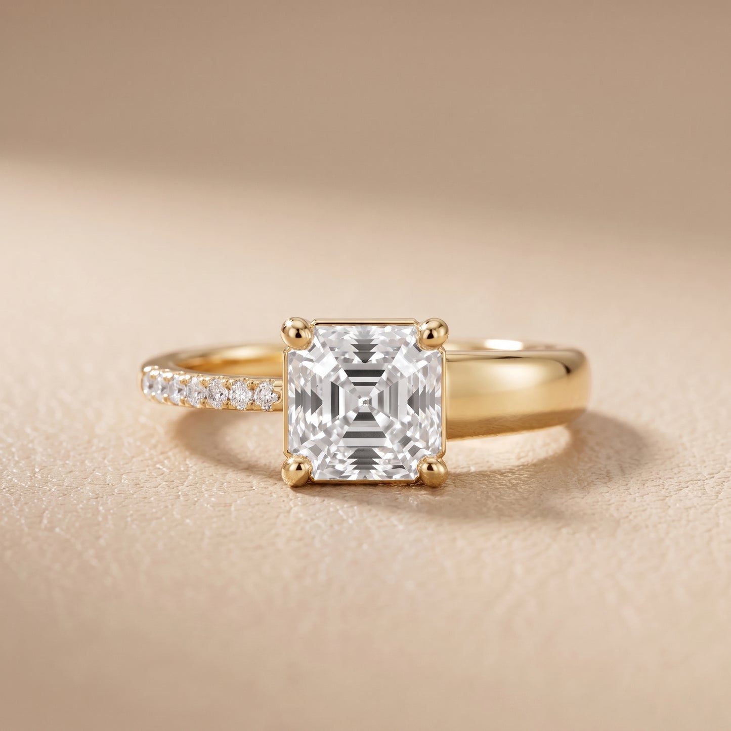 Rosie Solitaire Basket Asscher Diamond Engagement Ring in Yellow Gold - front.jpg