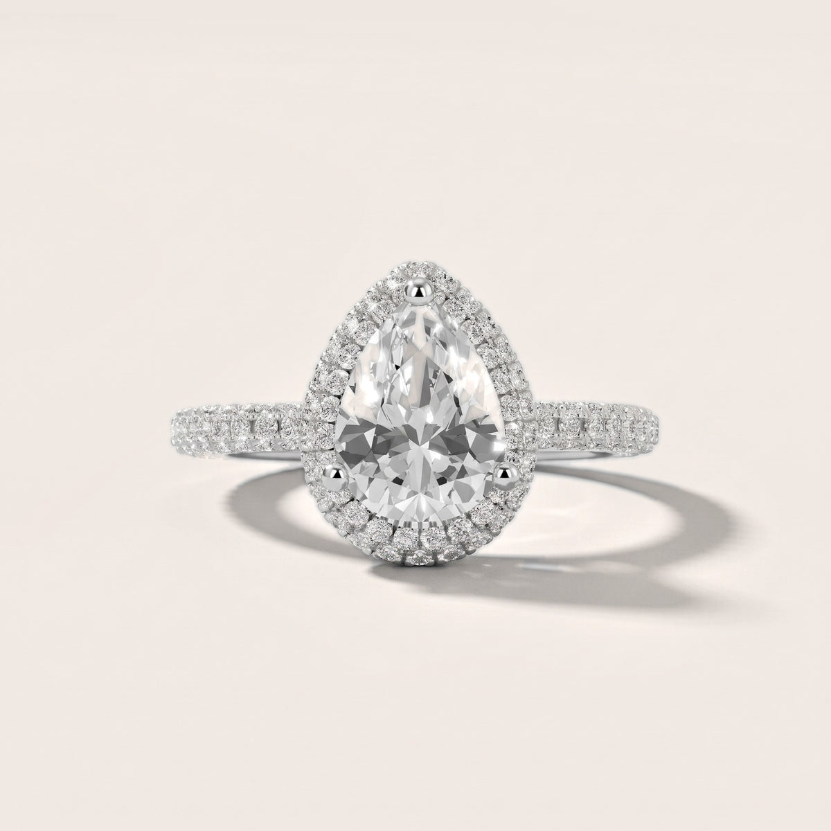 Fallon Halo Micropavé Pear Diamond Engagement Ring in Silver - front.jpg