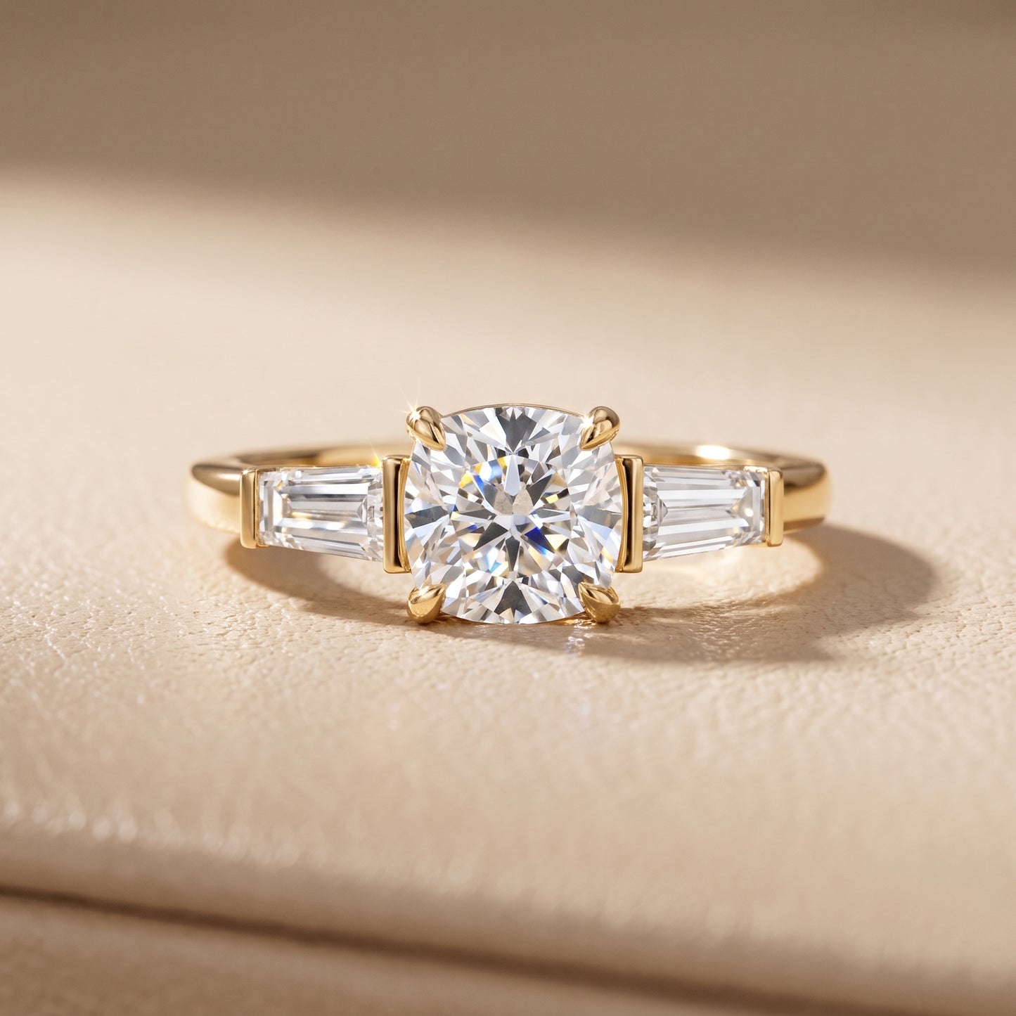 Zelda Tapered Baguette Cushion Diamond Engagement Ring in Yellow Gold - front.jpg