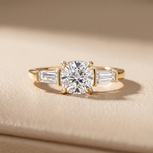 Zelda Tapered Baguette Cushion Diamond Engagement Ring in Yellow Gold - front.jpg