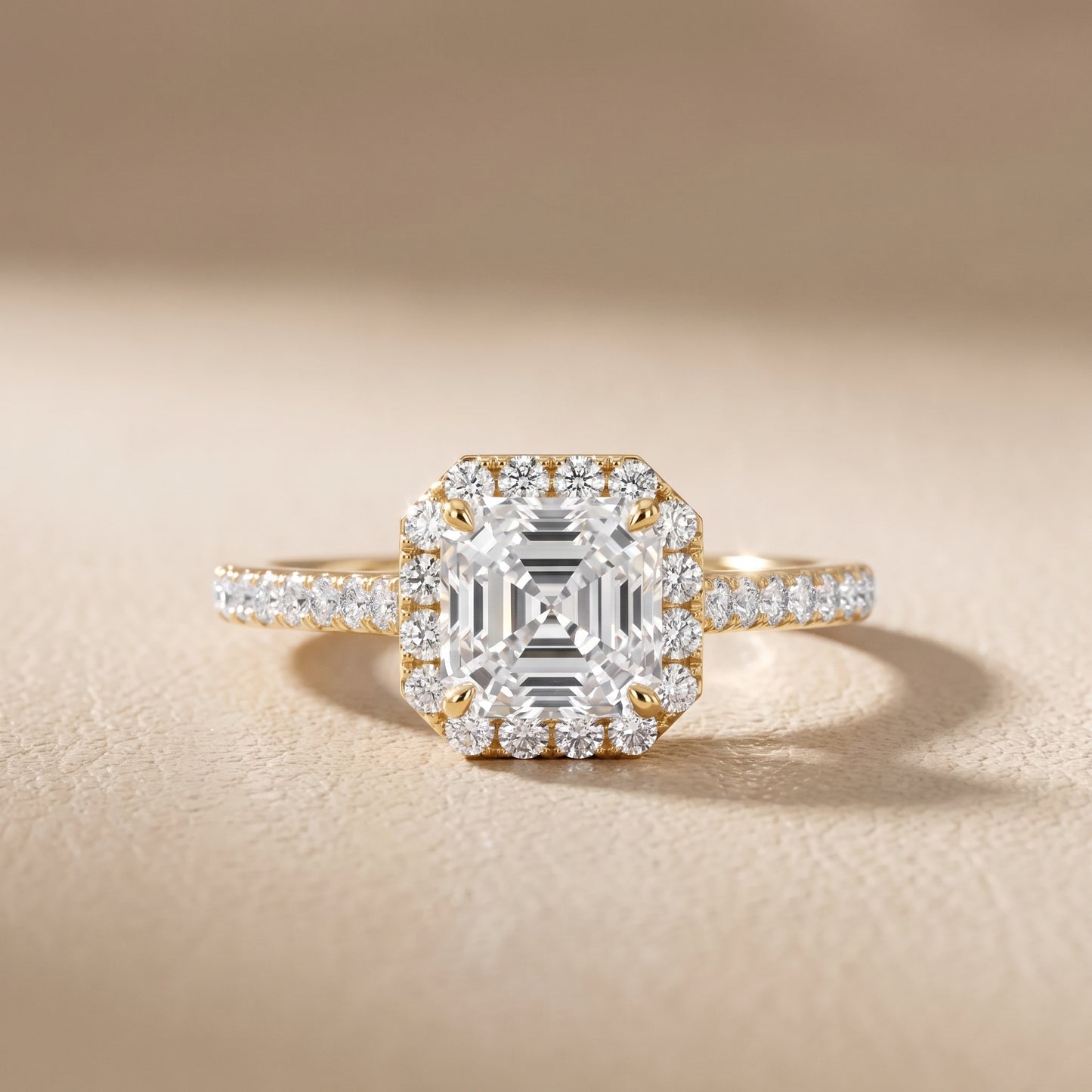 Willa Halo Micropavé Asscher Diamond Engagement Ring in Yellow Gold - front.jpg