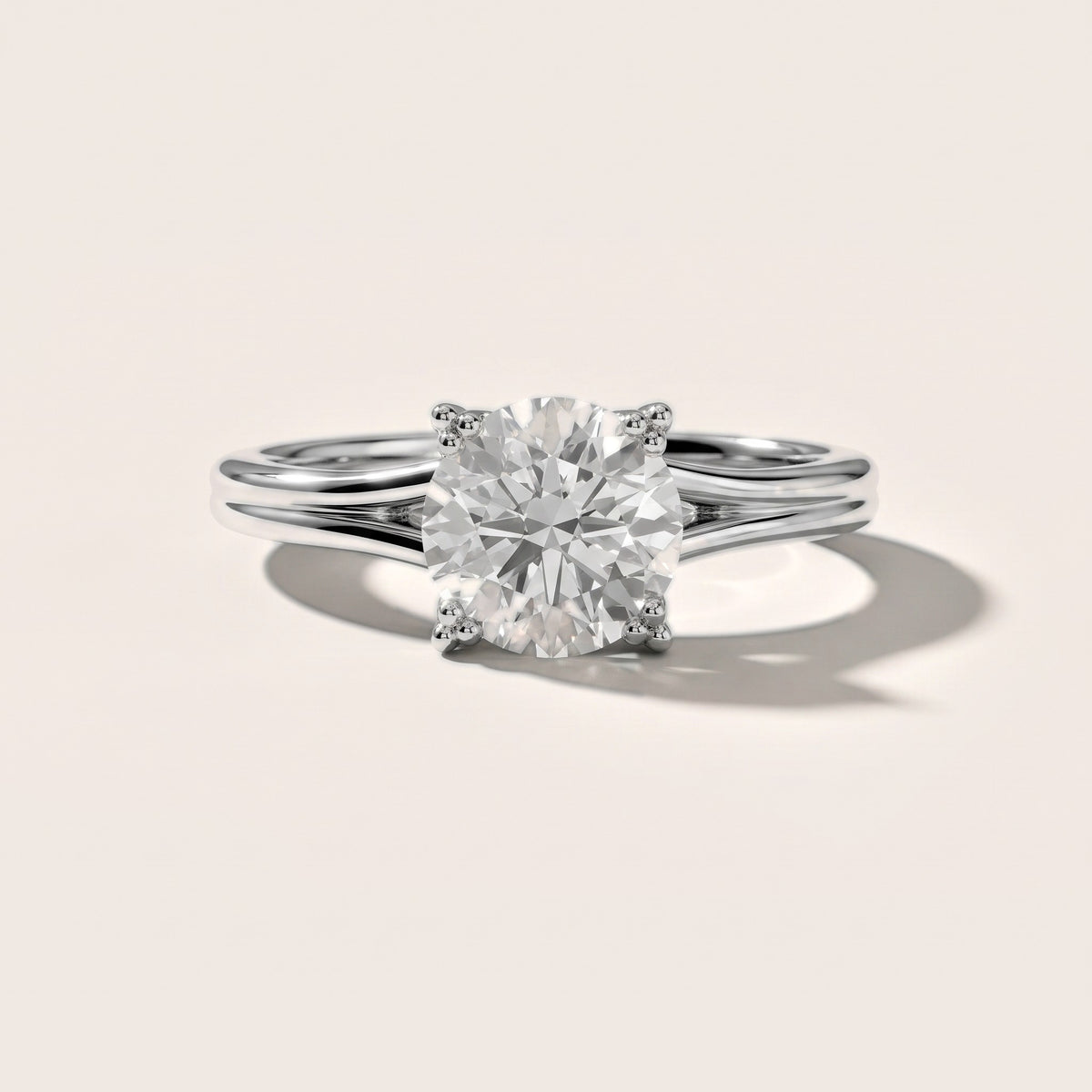 Neve Solitaire Split Shank Round Diamond Engagement Ring in Silver - front.jpg