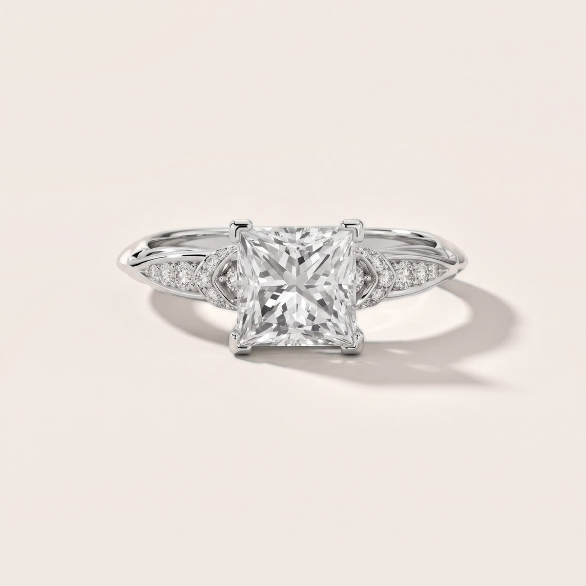 Aster Twist Pavé Princess Diamond Engagement Ring in Silver - front.jpg