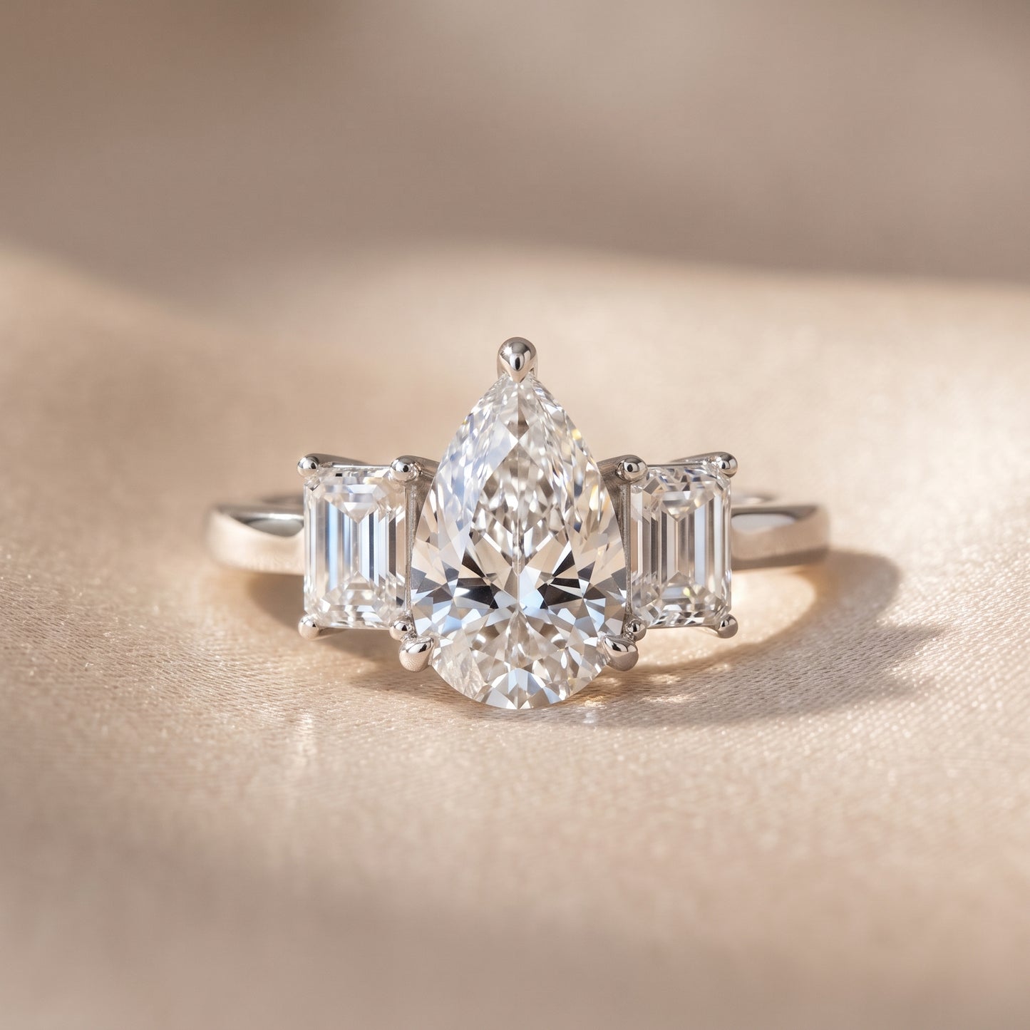 Zoe Three-Stone Pear Diamond Ring in Silver - front.jpg