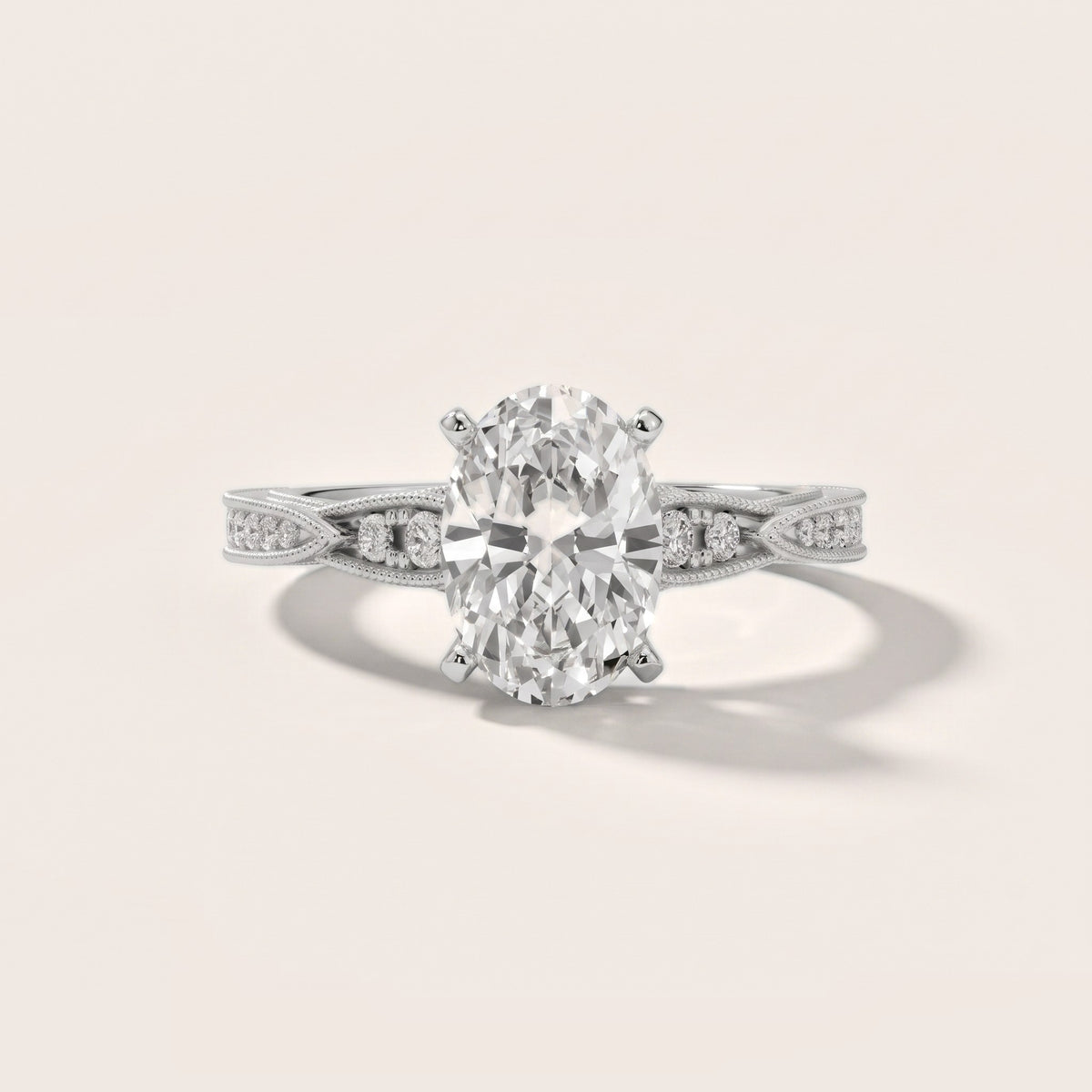 Lucette Scalloped Milgrain Oval Diamond Engagement Ring in White Gold - front.jpg