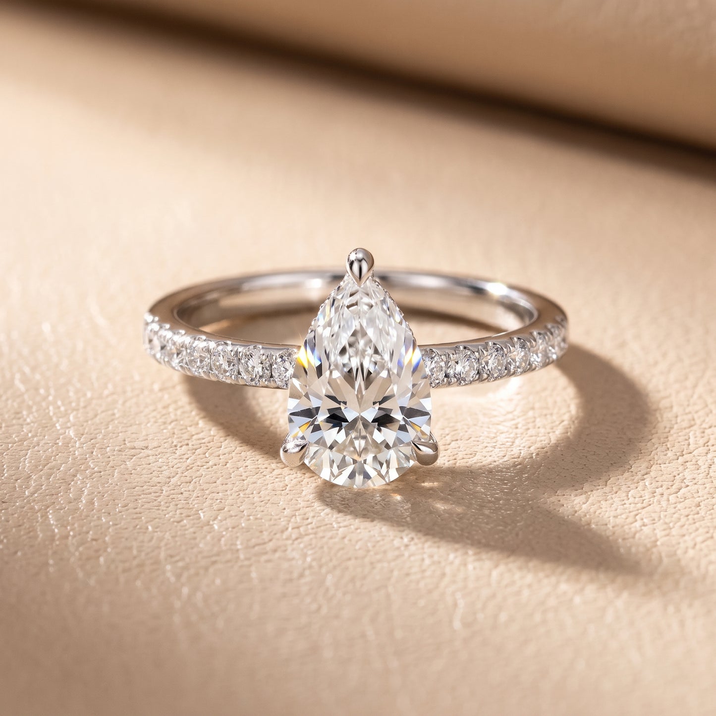 Maya Hidden Halo Pavé Pear Diamond Engagement Ring in White Gold - front.jpg