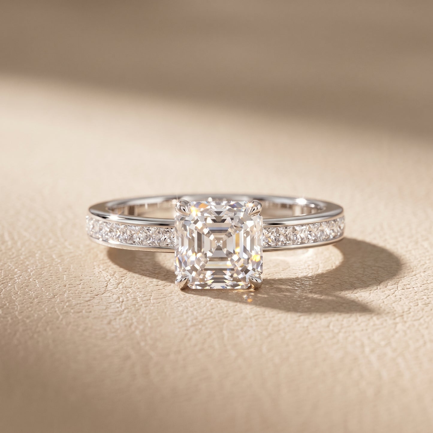 Brielle Channel Set Solitaire Asscher Diamond Ring in Platinum - front.jpg