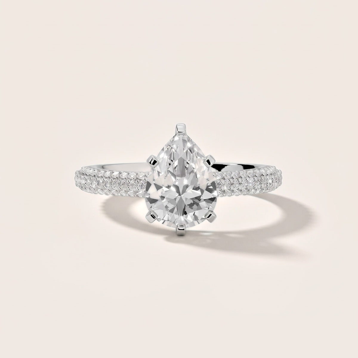 Kaitlin Micropavé Dome Pear Diamond Engagement Ring in Platinum - front.jpg