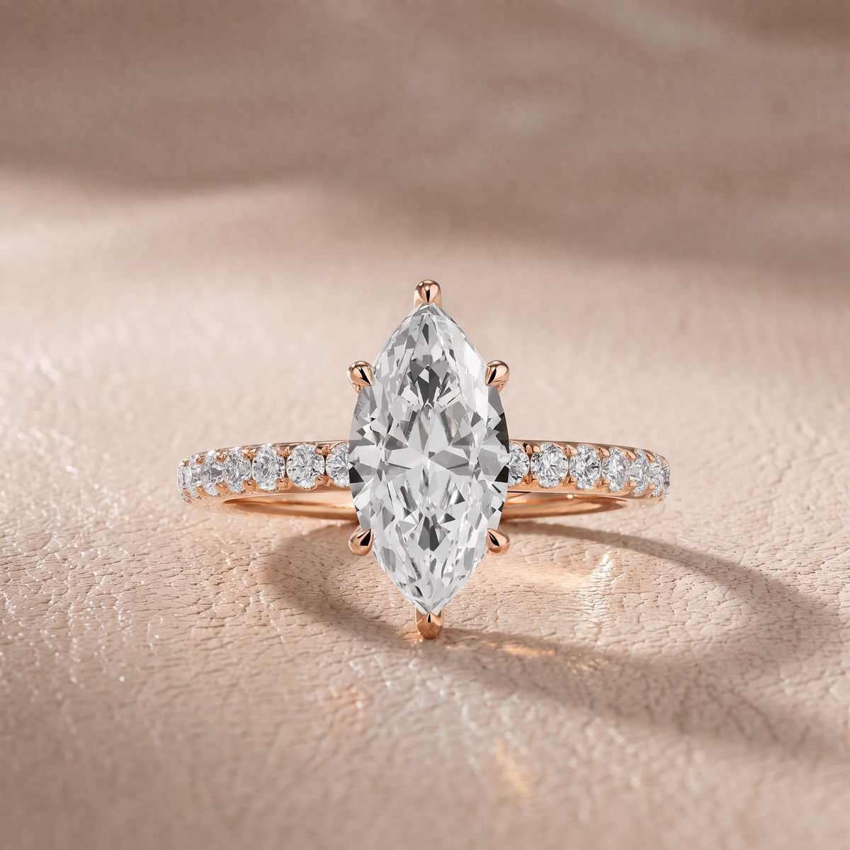 Thea Hidden Halo Pavé Marquise Diamond Engagement Ring in Rose Gold - front.jpg