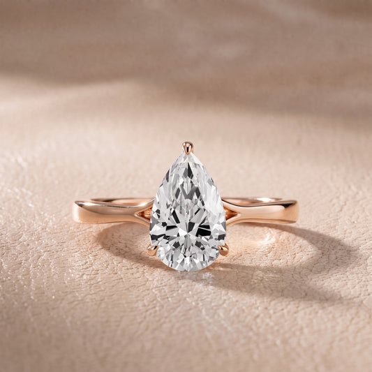 Evangeline Trellis Solitaire Pear Diamond Engagement Ring in Rose Gold - front.jpg