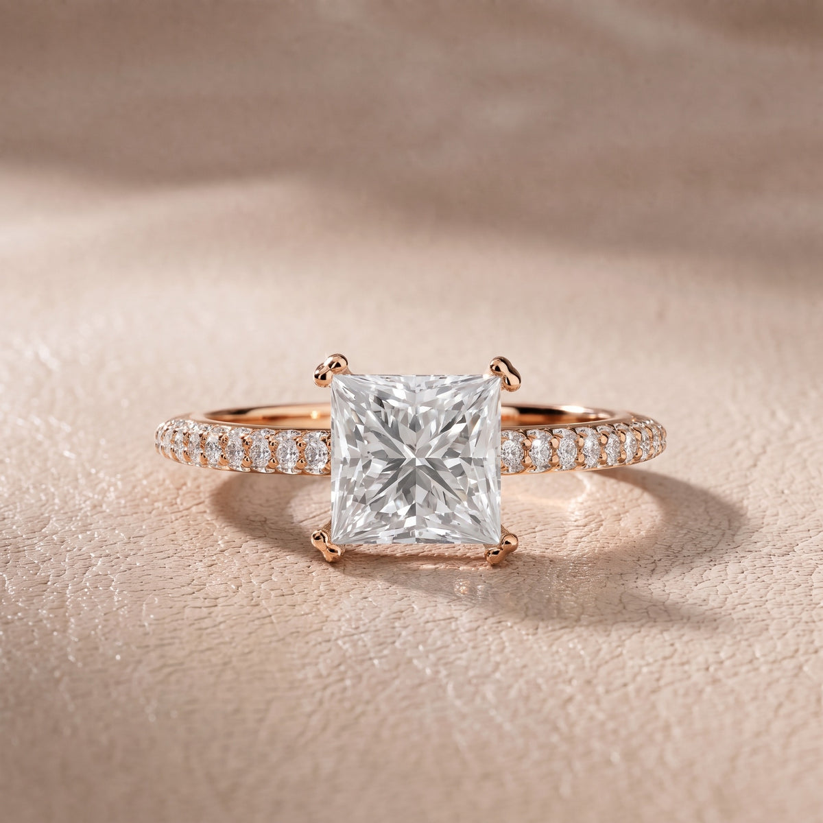 Celeste Hidden Halo Pavé Princess Diamond Engagement Ring in Rose Gold - front.jpg