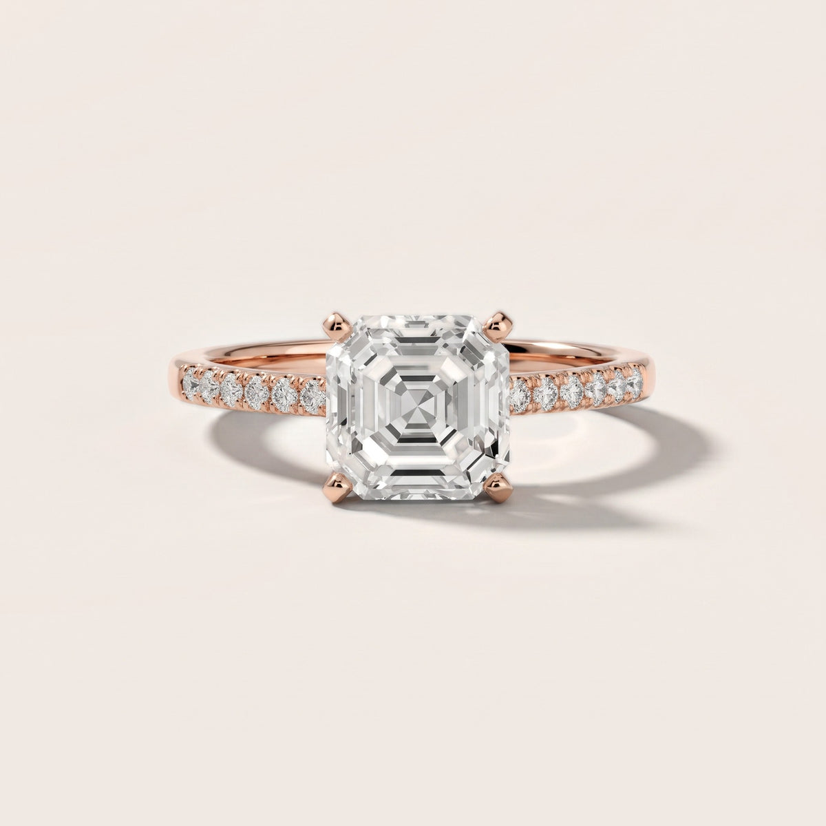 Salem Pavé Asscher Diamond Engagement Ring in Rose Gold - front.jpg