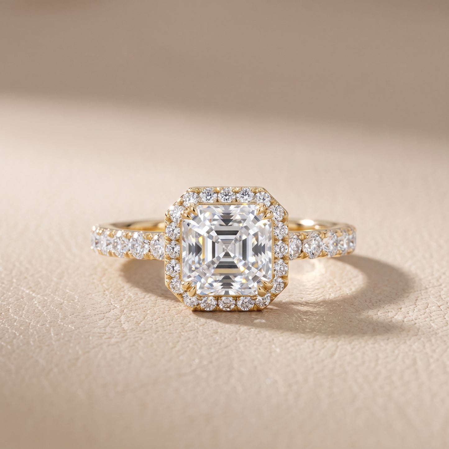 Chloe Halo Pavé Asscher Diamond Ring in Yellow Gold - front.jpg