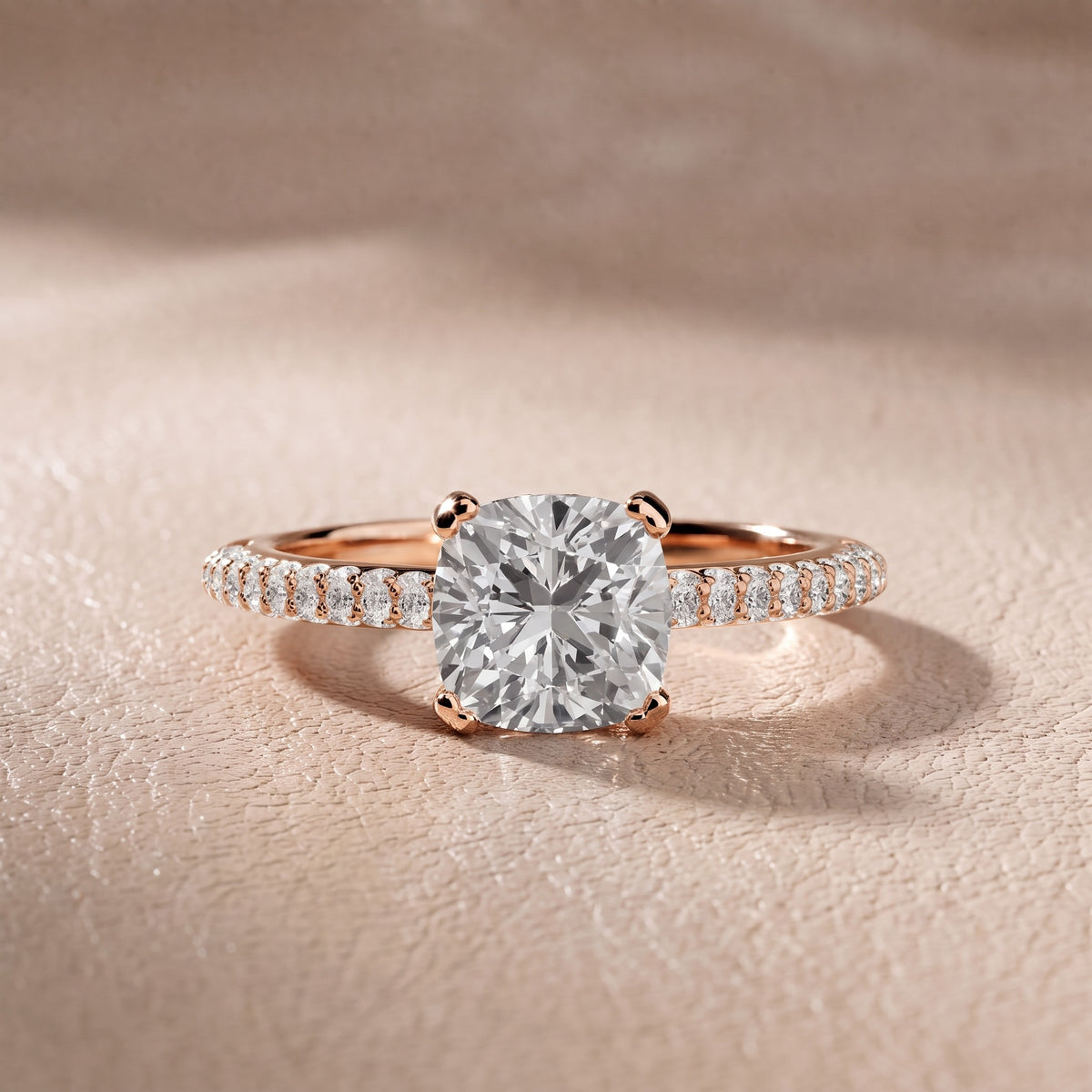 Celeste Hidden Halo Pavé Cushion Diamond Engagement Ring in Rose Gold - front.jpg